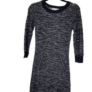 Made for me to look amazing black sweater dress 3/4 woven sleeves MED